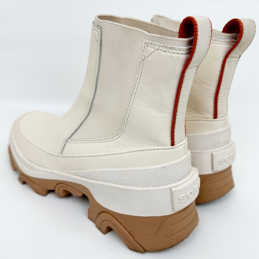 Sorel Brex Chelsea Boot Waterproof Ankle Bootie Natural Sea Salt Leather Size 8
